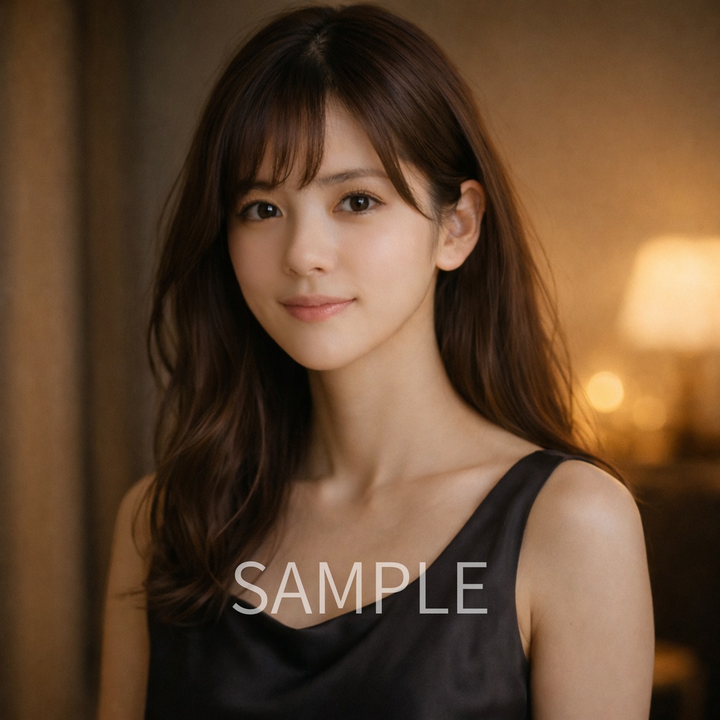 「あたたかな夜のまなざし ― 女性ポートレート素材(商用利用可)」