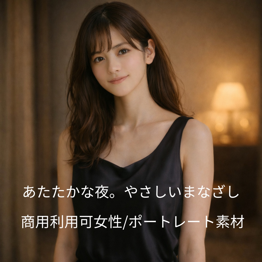 「あたたかな夜のまなざし ― 女性ポートレート素材(商用利用可)」