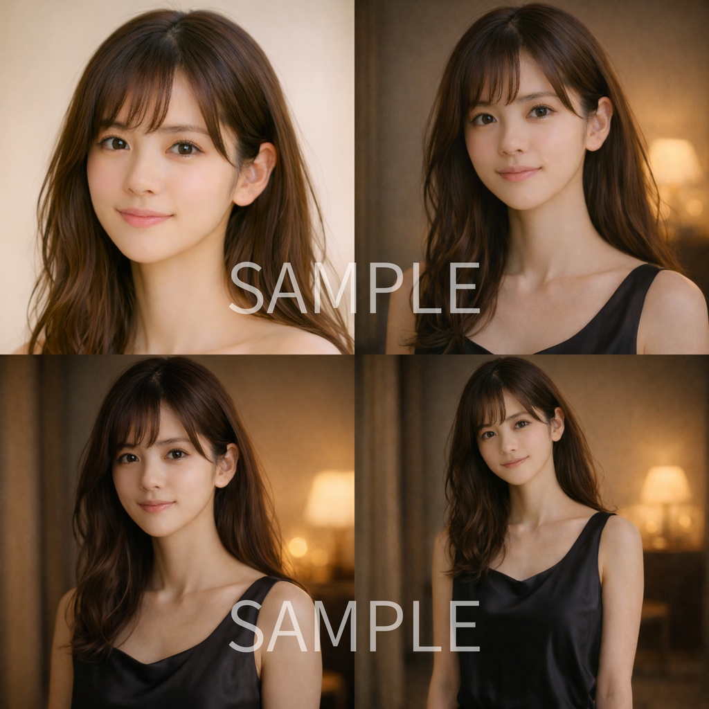 「あたたかな夜のまなざし ― 女性ポートレート素材(商用利用可)」