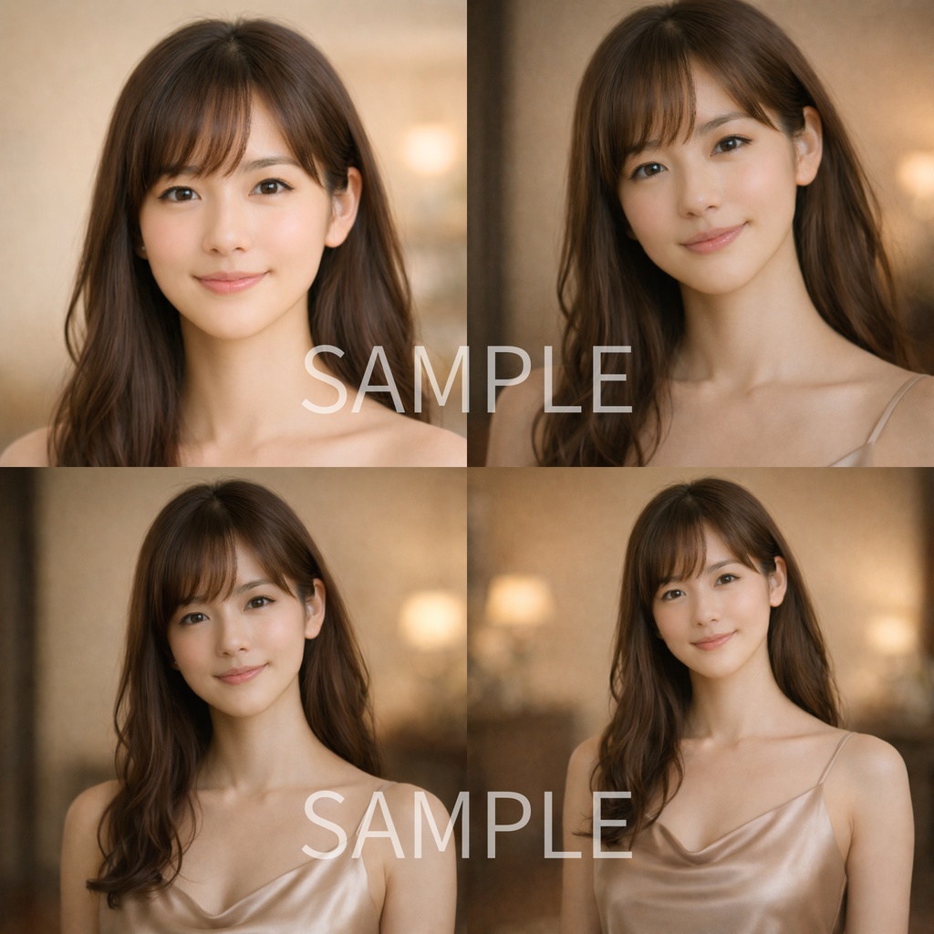 「あたたかな夜のまなざし ― 女性ポートレート素材(商用利用可)」