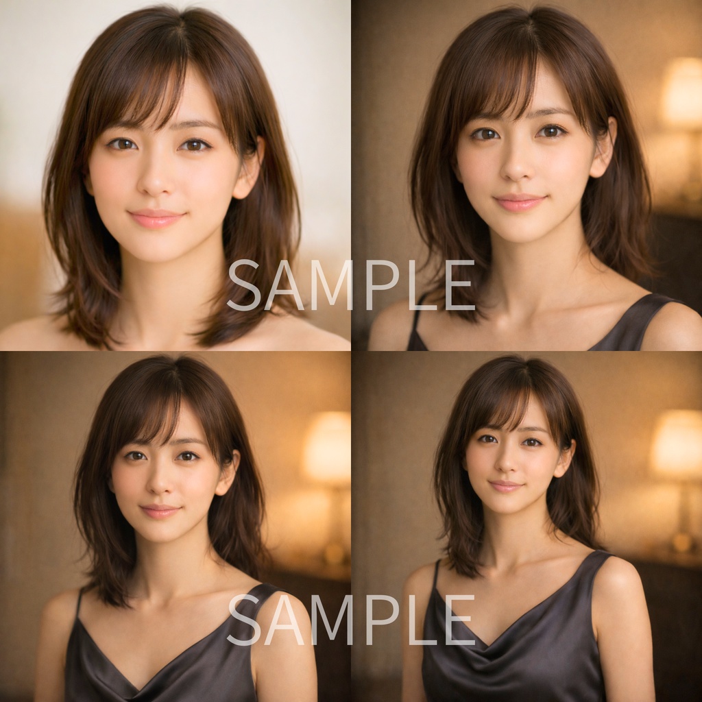 「あたたかな夜のまなざし ― 女性ポートレート素材(商用利用可)」