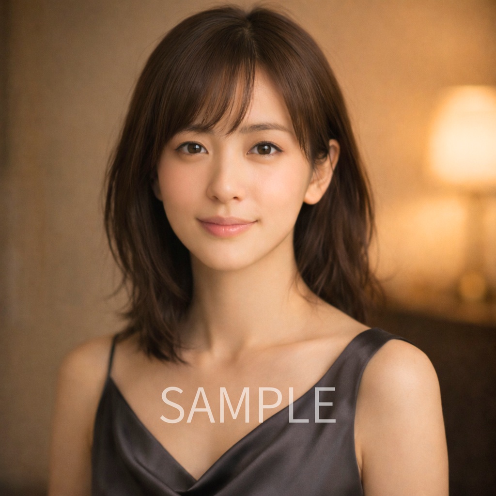 「あたたかな夜のまなざし ― 女性ポートレート素材(商用利用可)」