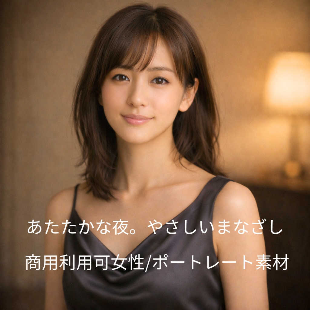 「あたたかな夜のまなざし ― 女性ポートレート素材（商用利用可）」