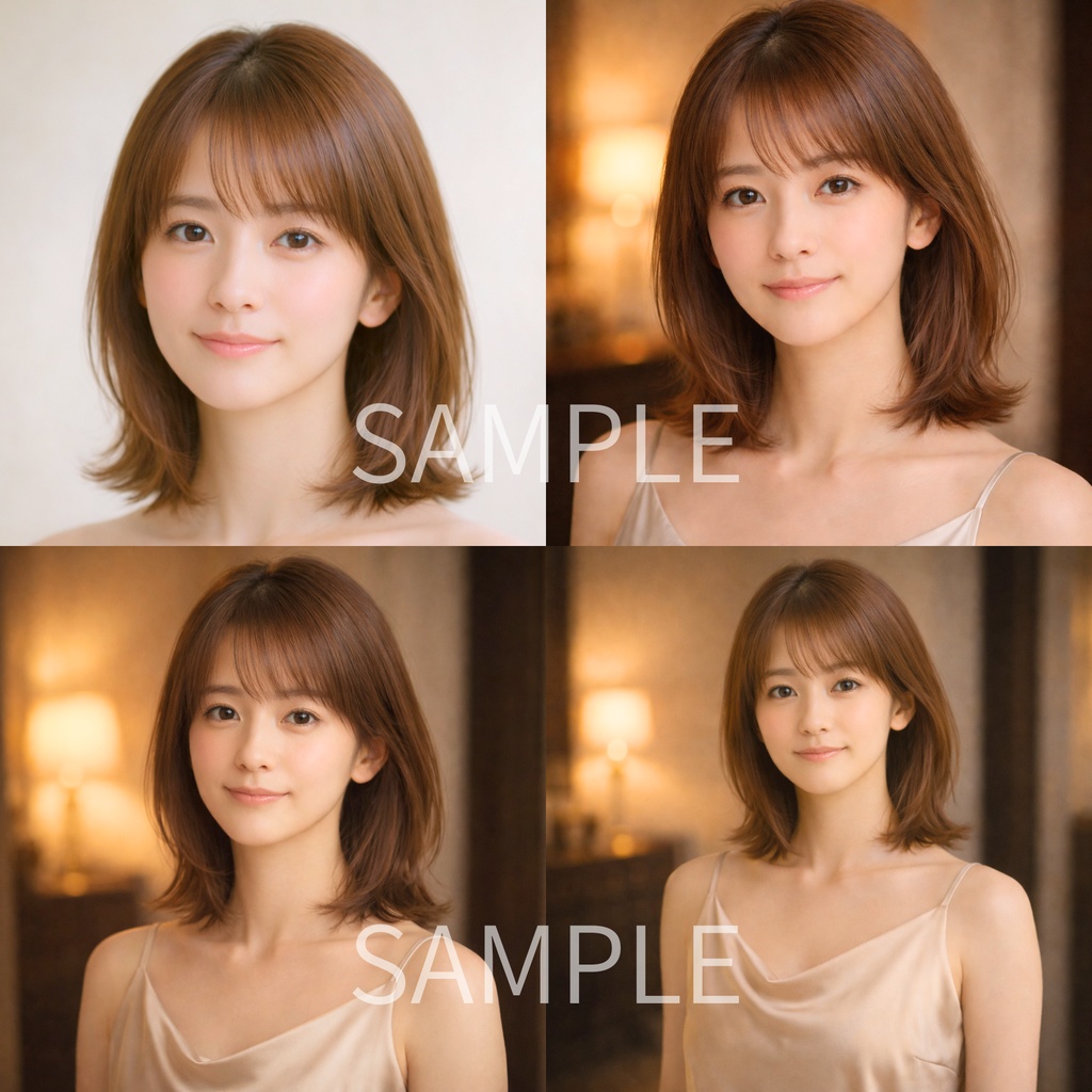 「あたたかな夜のまなざし ― 女性ポートレート素材(商用利用可)」