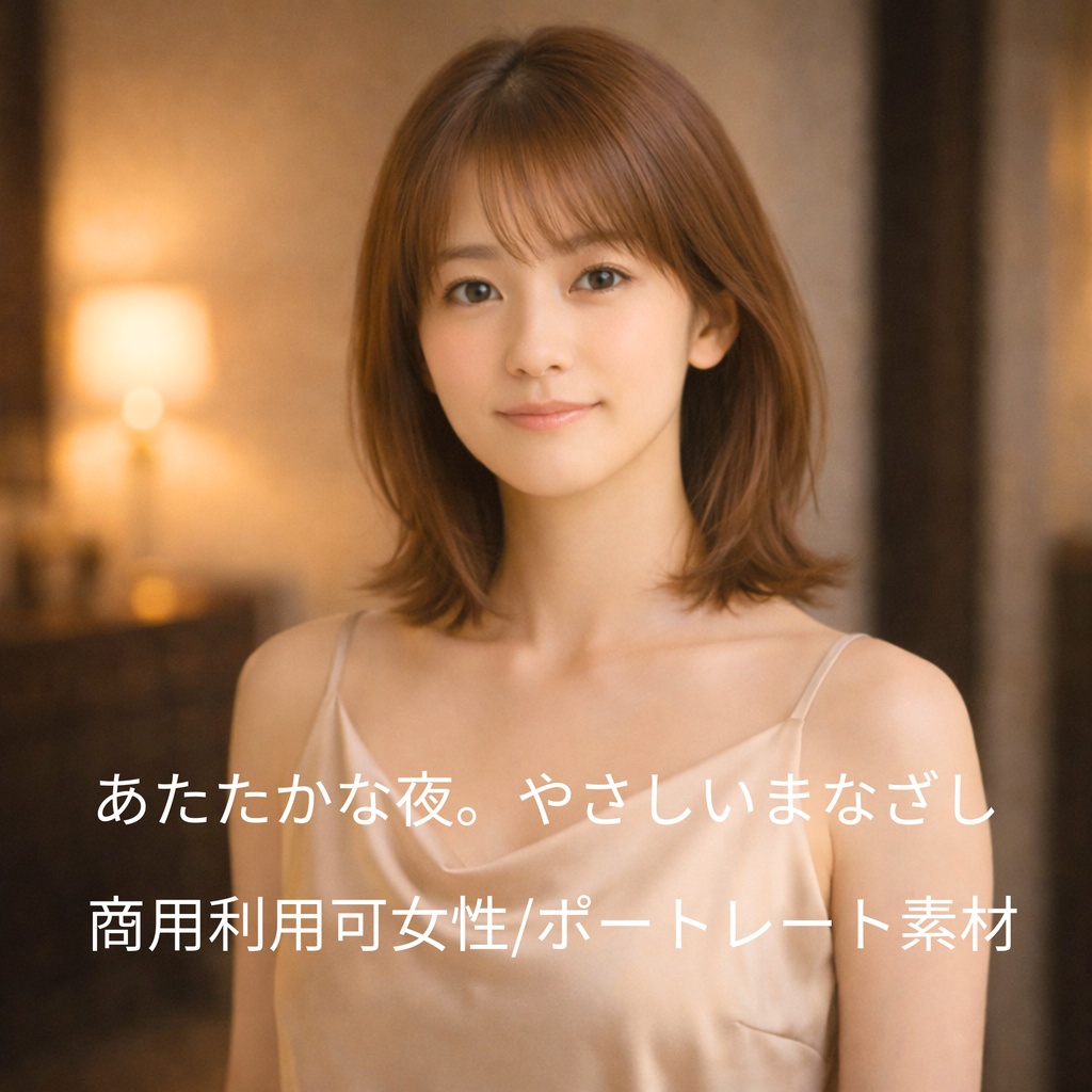「あたたかな夜のまなざし ― 女性ポートレート素材(商用利用可)」
