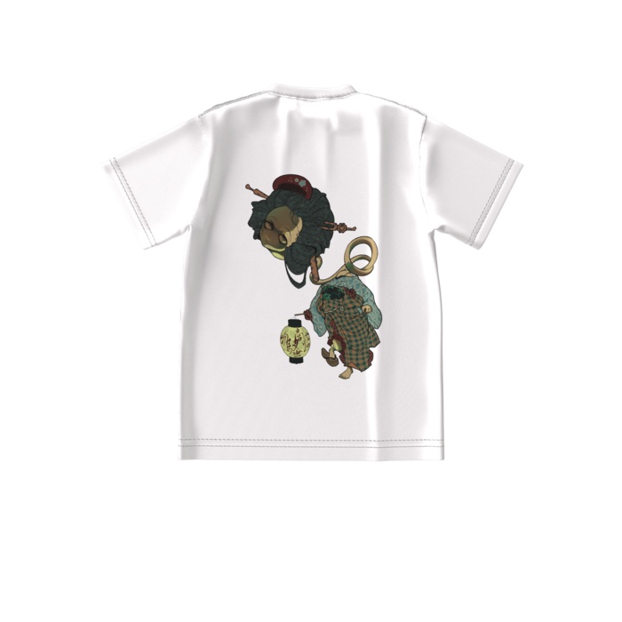 ろくろ首バックプリントTシャツ(ビックシルエット)黒・白