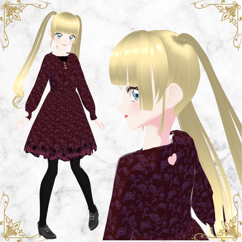 【無料/Free】アンティークブーケドレス【VRoid衣装】