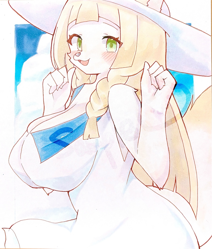 手描きイラスト　リーリエ　ケモノ化　メスケモ  