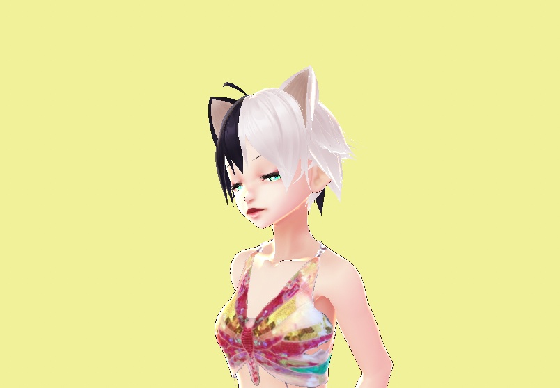 Vroid cute hair with cat ears and pupils preset!