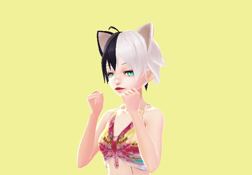 Vroid cute hair with cat ears and pupils preset!