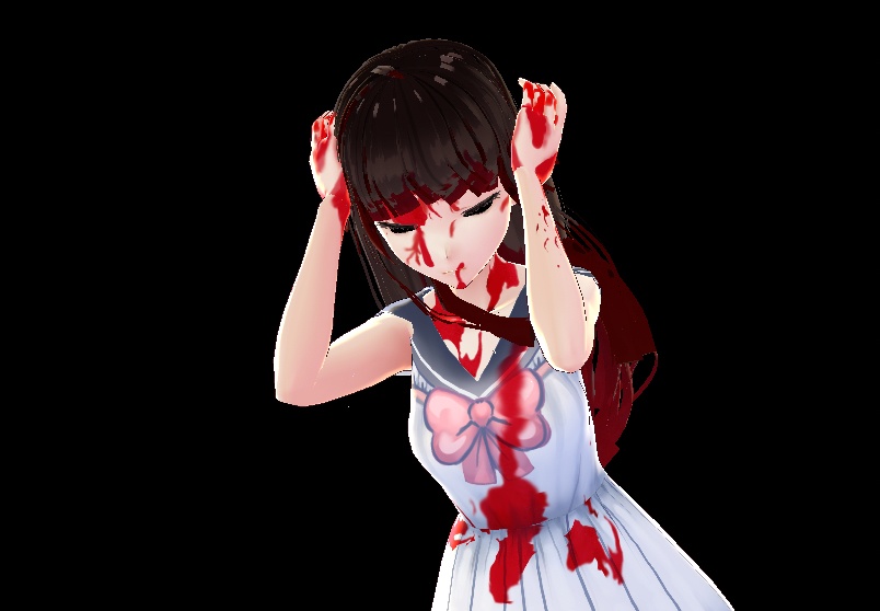 Free Halloween Vroid Pack Spooky Hime Hair with bloody make up With Cat Ears