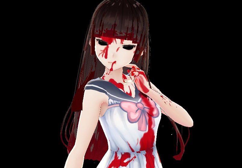 Free Halloween Vroid Pack Spooky Hime Hair with bloody make up With Cat Ears