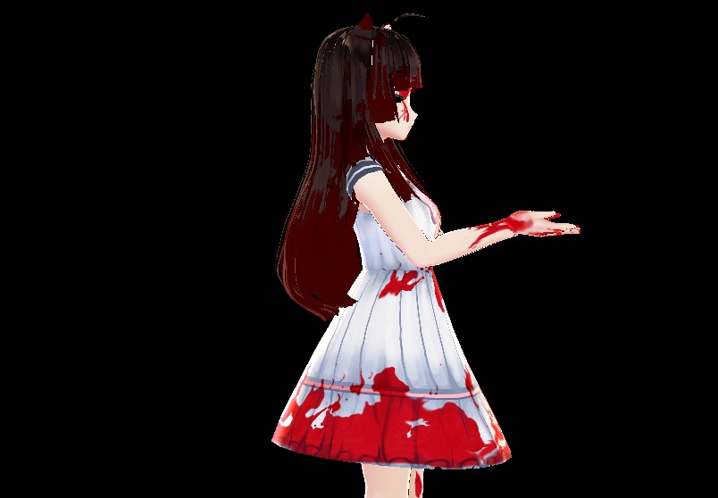 Free Halloween Vroid Pack Spooky Hime Hair with bloody make up With Cat Ears