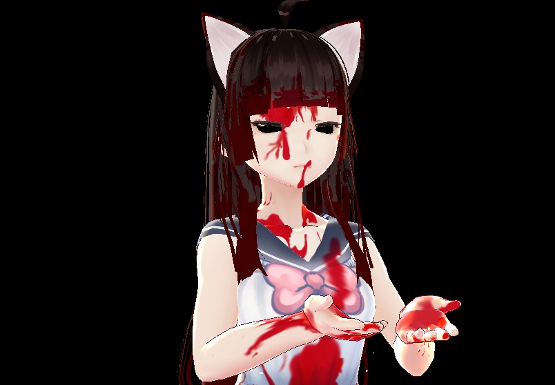 Free Halloween Vroid Pack Spooky Hime Hair with bloody make up With Cat Ears