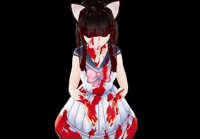 Free Halloween Vroid Pack Spooky Hime Hair with bloody make up With Cat Ears