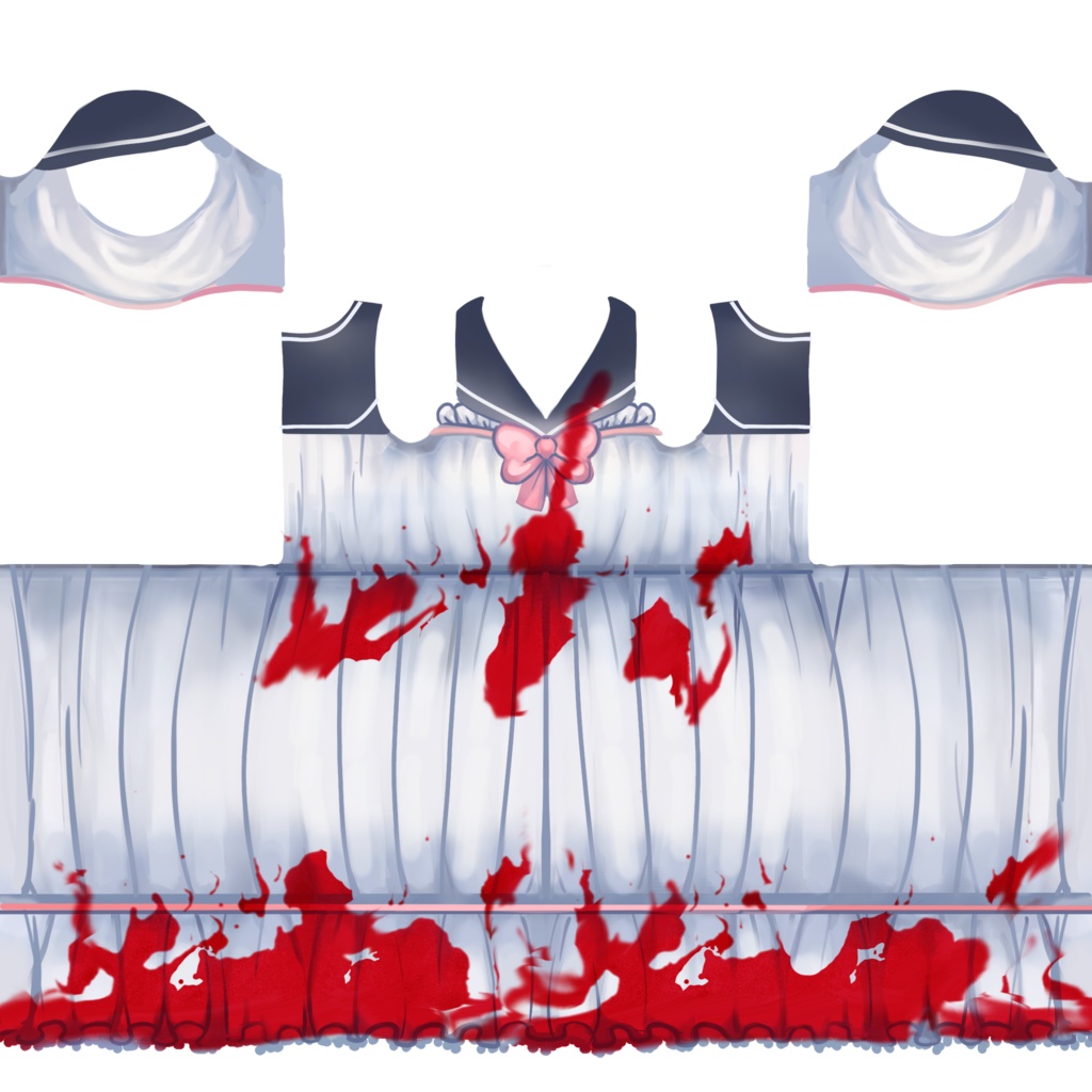 Free Halloween Vroid Pack Spooky Hime Hair with bloody make up With Cat Ears