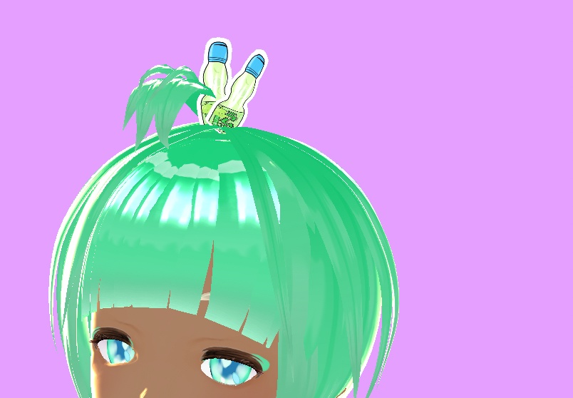 Melon Short Hair Vroid Preset Ramune Soda Hair Green Cute bob Hair with dark skin