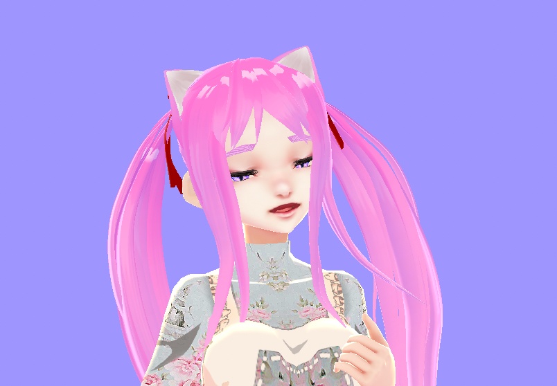 Kitty ears Sakura Pink Long Hair VROID hair preset FREE PUPILS