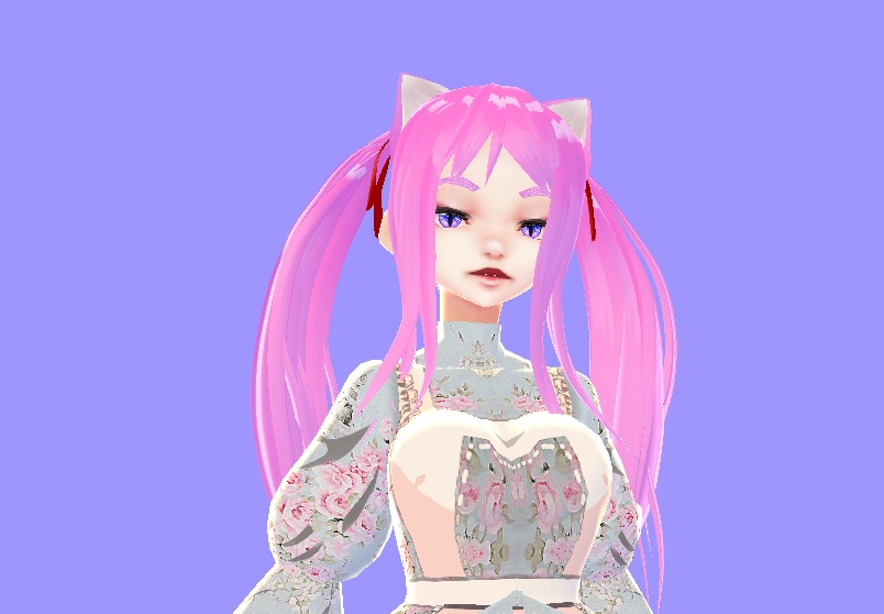 Kitty ears Sakura Pink Long Hair  VROID hair preset FREE PUPILS