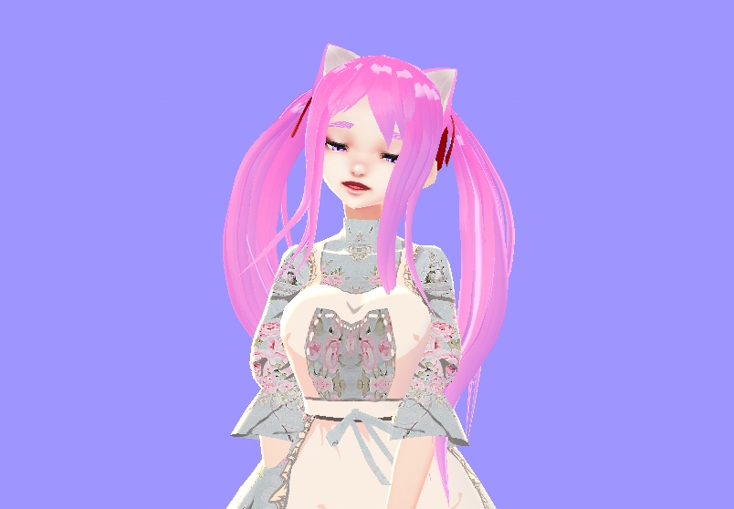 Kitty ears Sakura Pink Long Hair VROID hair preset FREE PUPILS