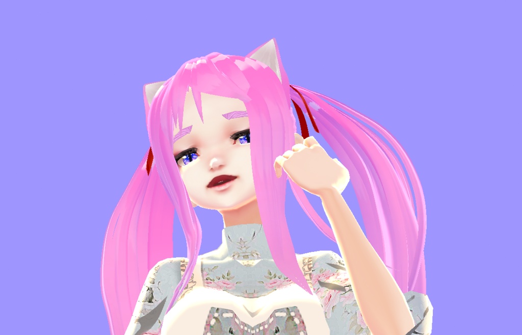Kitty ears Sakura Pink Long Hair VROID hair preset FREE PUPILS