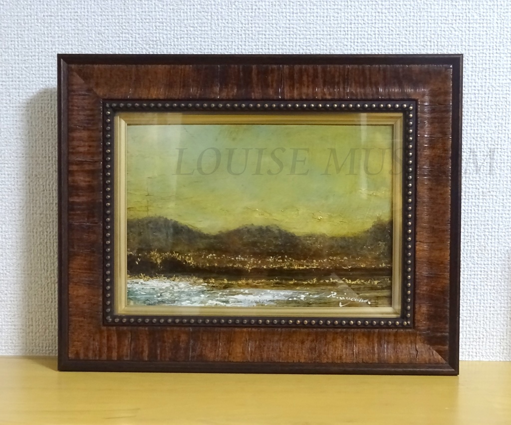 【額付】油彩画　原画「雨と自転車の余韻」