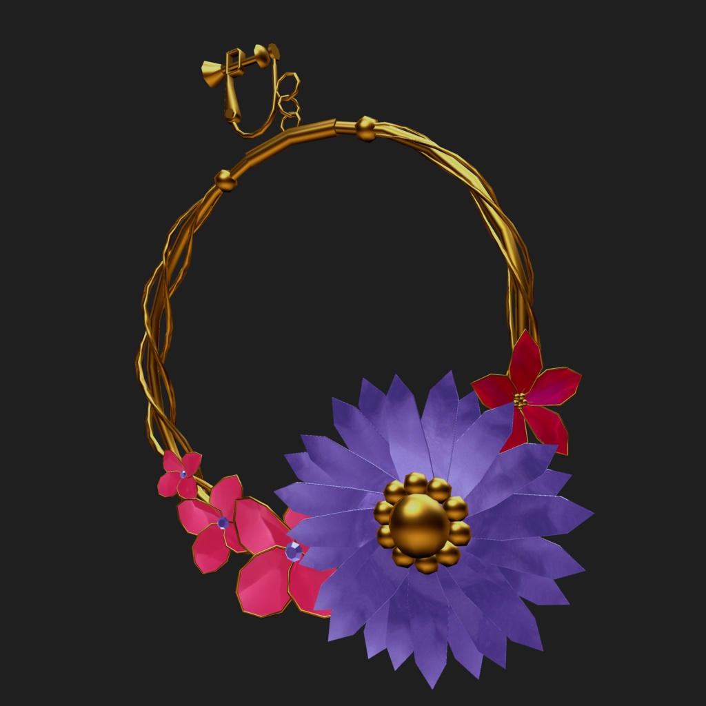 【VRC想定】花の耳飾り/FlowerEarring01