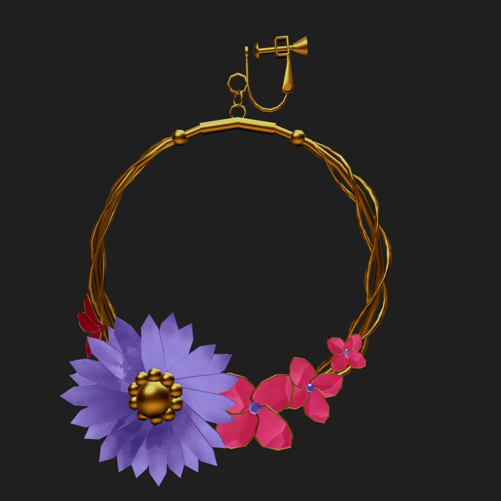 【VRC想定】花の耳飾り/FlowerEarring01