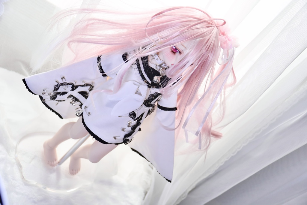 【受注】5段ウルフレイヤー ロングゆるカール 1/3ドール用 9インチ ドールウィッグ 在庫素材有