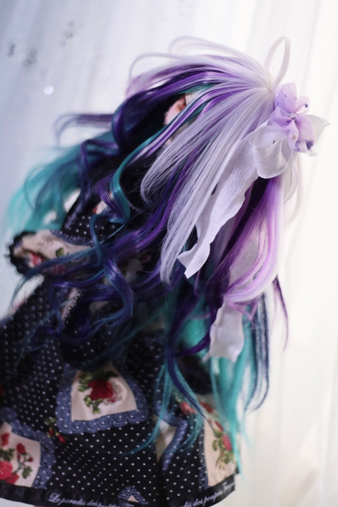 【受注】5段ウルフレイヤー ロングゆるカール 1/3ドール用 9インチ ドールウィッグ 在庫素材有