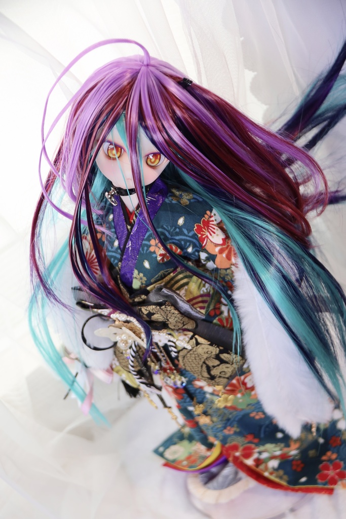 【受注】5段ウルフレイヤー ロングゆるカール 1/3ドール用 9インチ ドールウィッグ 在庫素材有