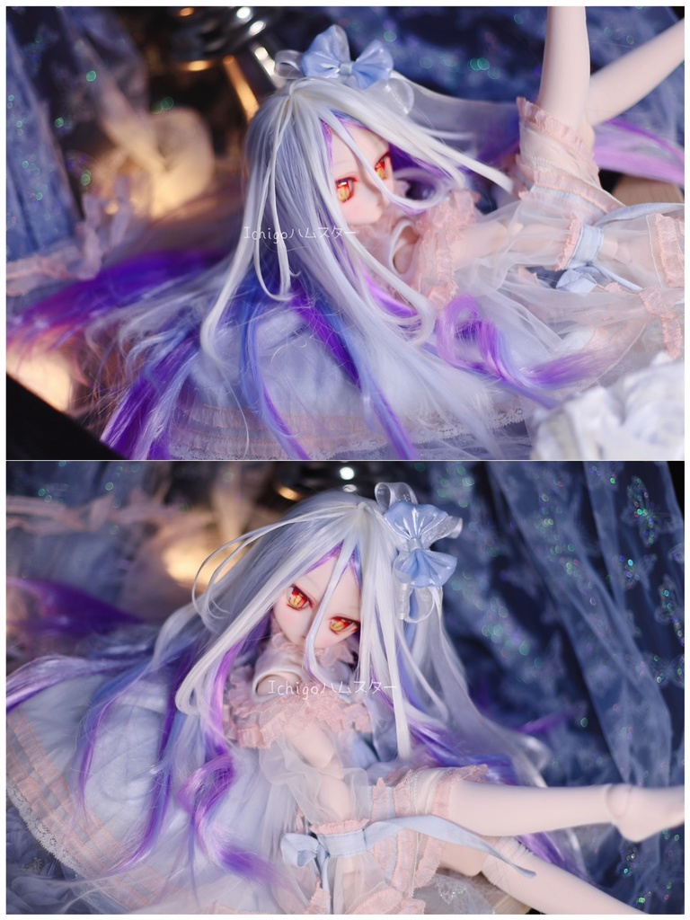 【受注】5段ウルフレイヤー ロングゆるカール 1/3ドール用 9インチ ドールウィッグ 在庫素材有