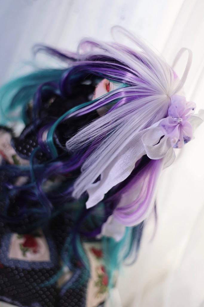 【受注】5段ウルフレイヤー ロングゆるカール 1/3ドール用 9インチ ドールウィッグ 在庫素材有