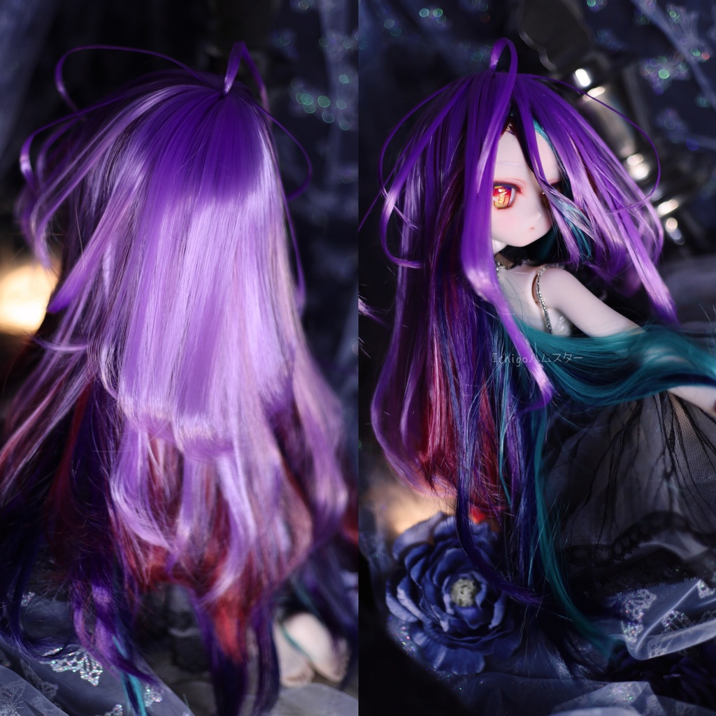 【受注】5段ウルフレイヤー ロングゆるカール 1/3ドール用 9インチ ドールウィッグ 在庫素材有