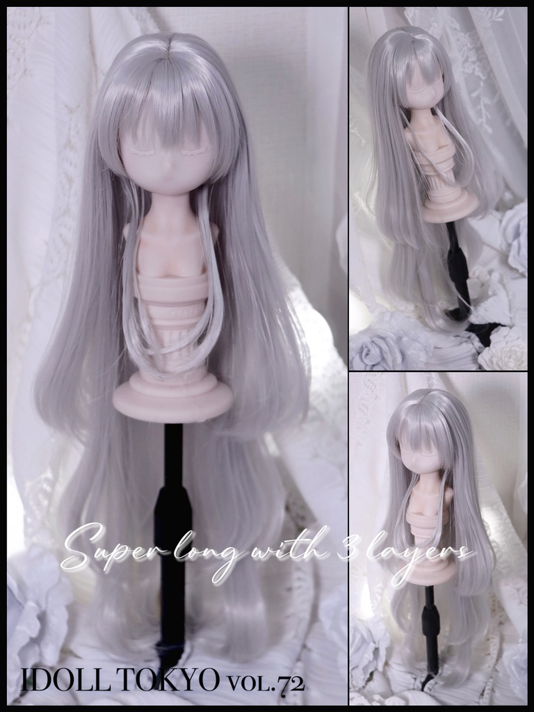 【7月アイドール】オリジナル3段レイヤー 50cm超ロング段々 1/3ドールウィッグ