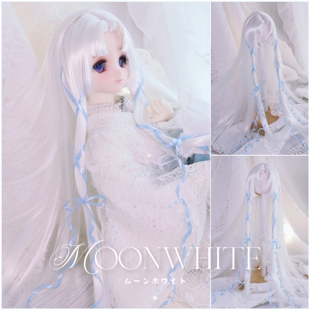 【再開時期未定】 1/3ドールウィッグ 柔らか繊維センター分け姫ロングリボン結び