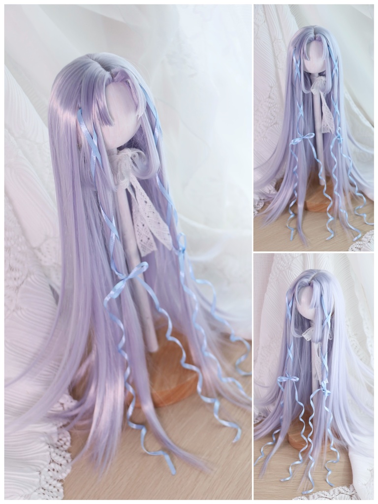 【再開時期未定】 1/3ドールウィッグ 柔らか繊維センター分け姫ロングリボン結び