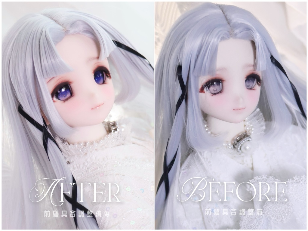 【再開時期未定】 1/3ドールウィッグ 柔らか繊維センター分け姫ロングリボン結び