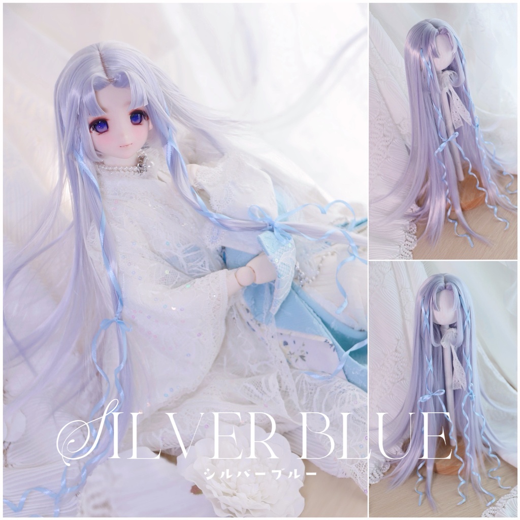 【再開時期未定】 1/3ドールウィッグ 柔らか繊維センター分け姫ロングリボン結び