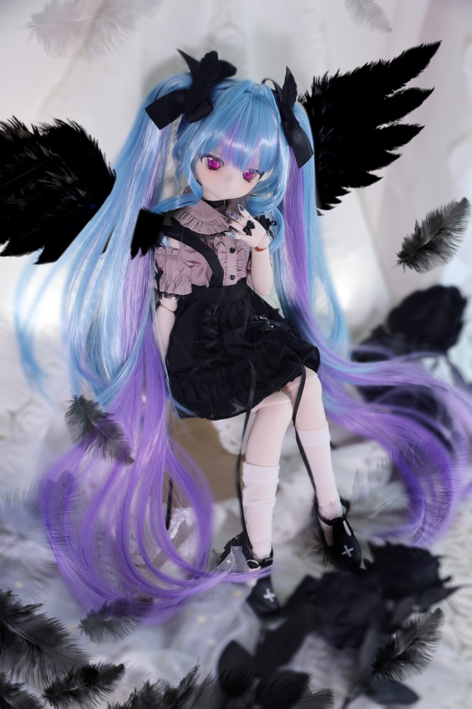 【12月アイドールお持ち帰り】 1/3ドール用 天使の超ロングインテークレイヤーカットツインテール