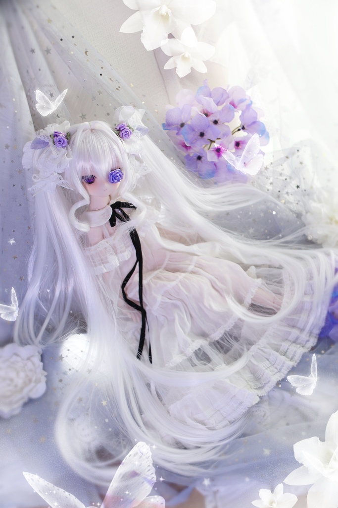 【12月アイドールお持ち帰り】 1/3ドール用 天使の超ロングインテークレイヤーカットツインテール