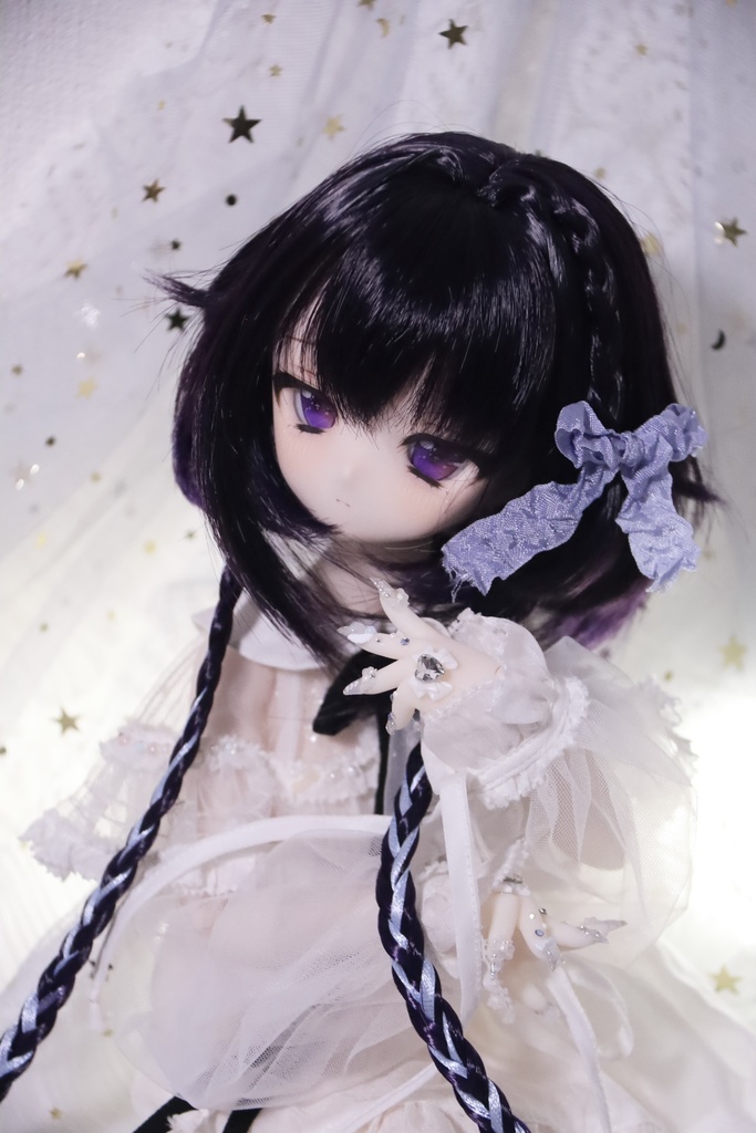 1/3ドール用 くらげスタイル横三つ編みリボン インテークウルフレイヤーロング