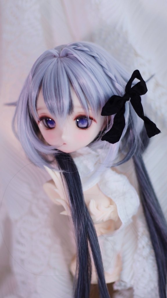 1/3ドール用 くらげスタイル横三つ編みリボン インテークウルフレイヤーロング