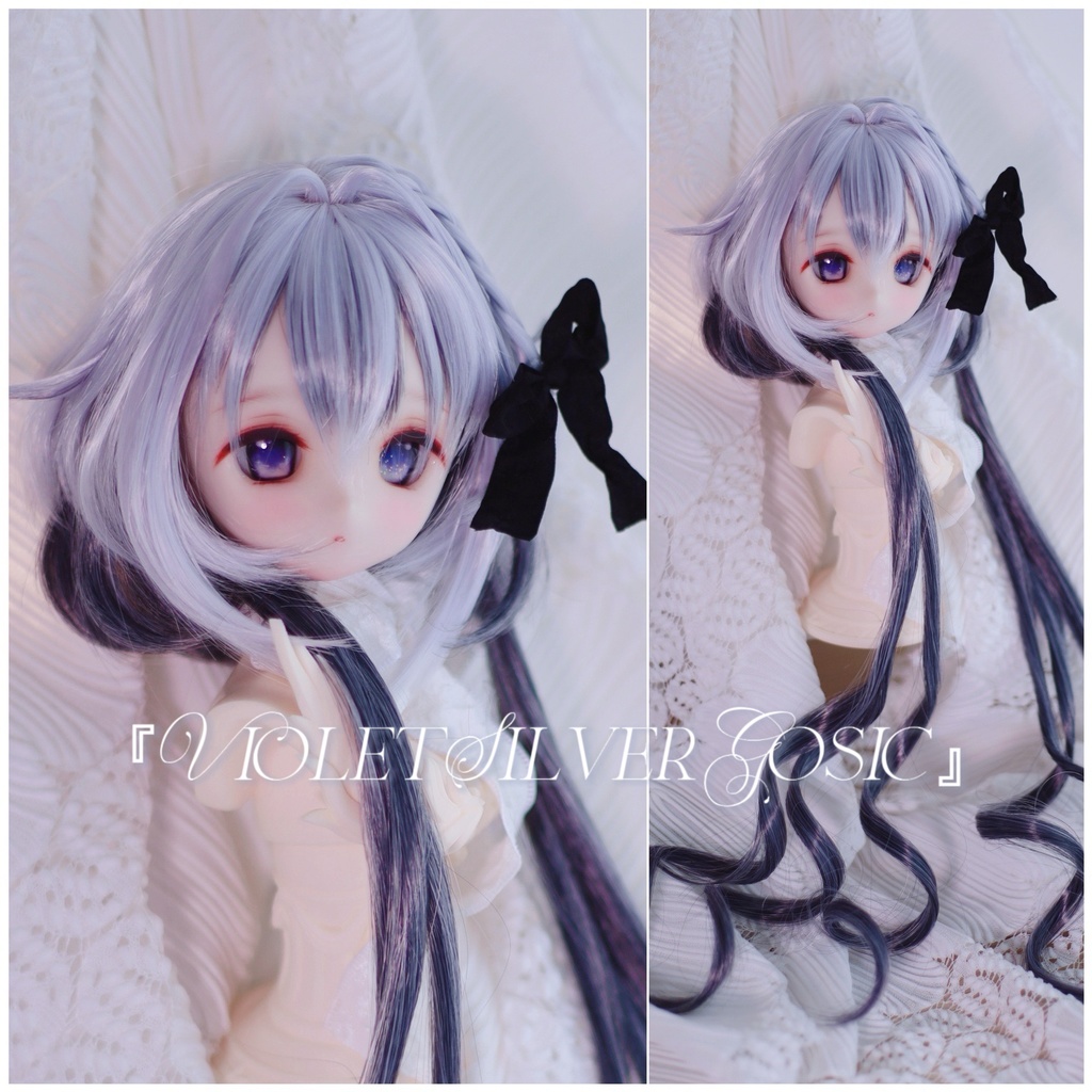 1/3ドール用 くらげスタイル横三つ編みリボン インテークウルフレイヤーロング