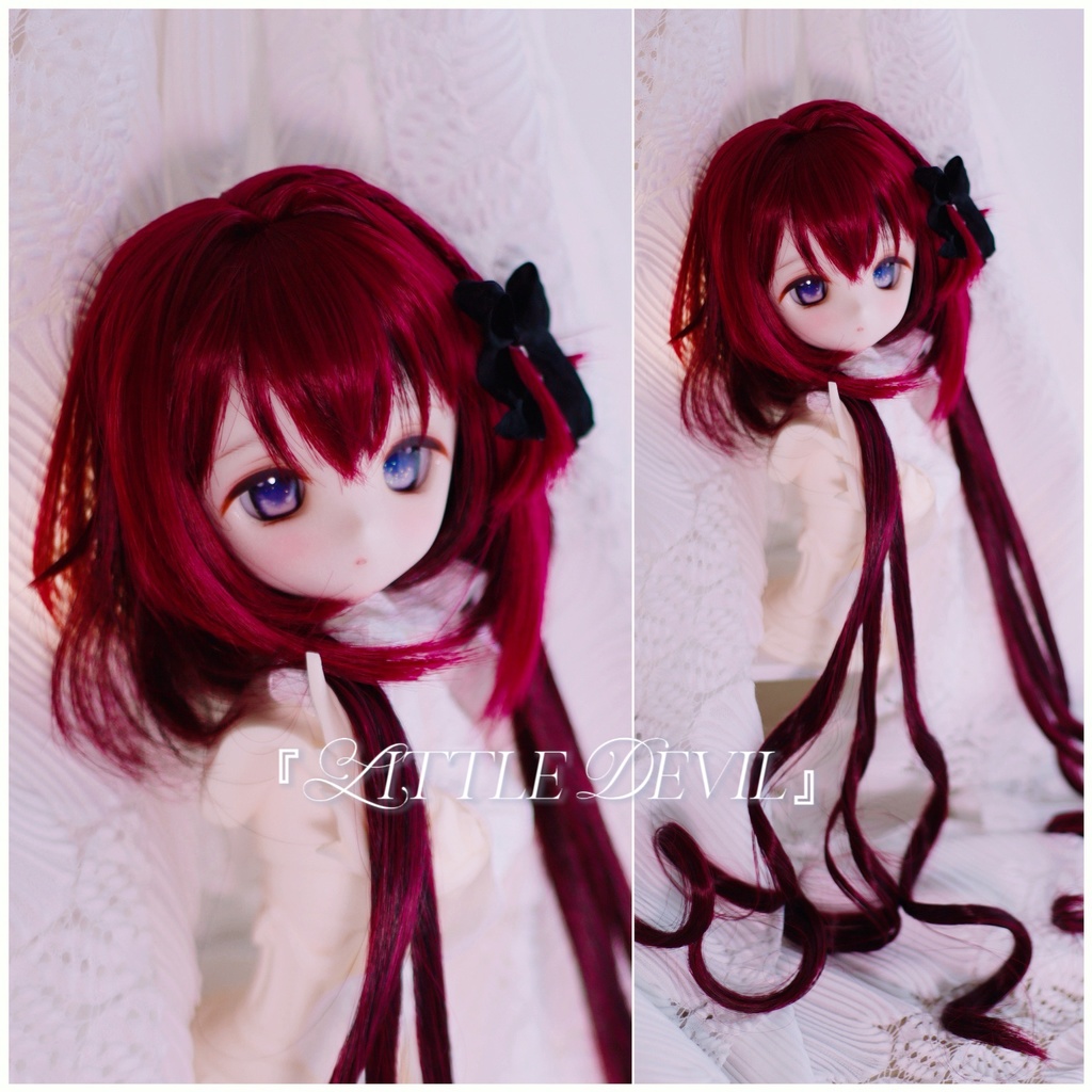 1/3ドール用 くらげスタイル横三つ編みリボン インテークウルフレイヤーロング