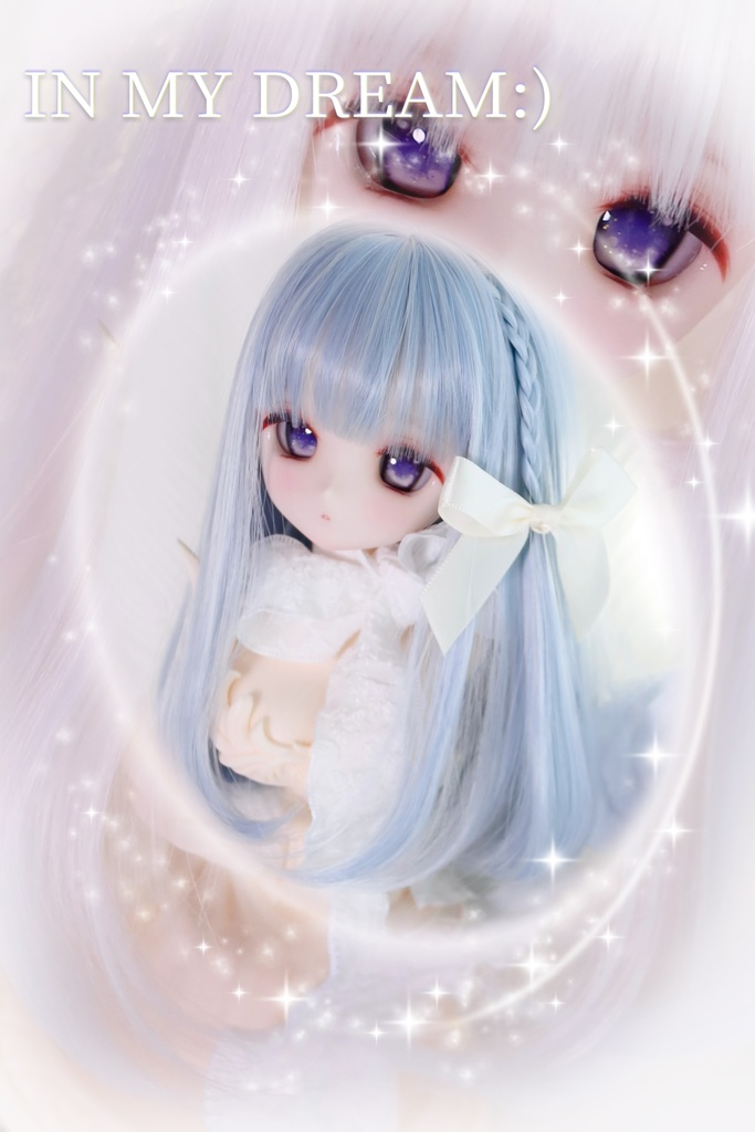 1\3ドールウィッグ 『インナー三つ編みリボンセミロング』