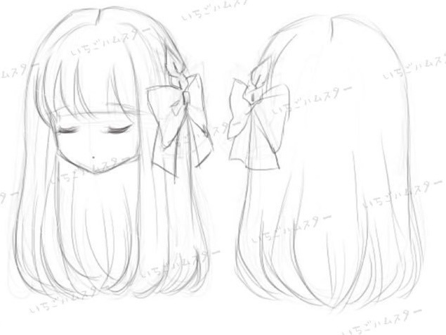 1\3ドールウィッグ 『インナー三つ編みリボンセミロング』