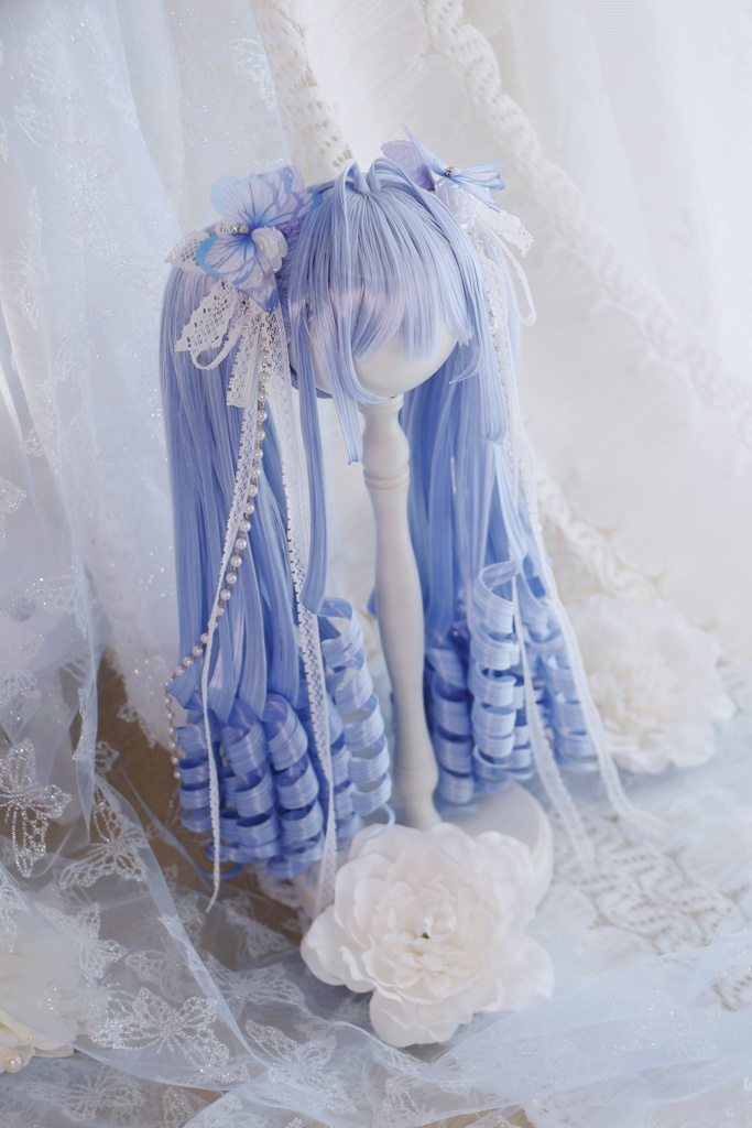 【即発送】 8〜9インチ『くるくるいっぱい♡お嬢様のインテークツインテール』1/3ドールウィッグ