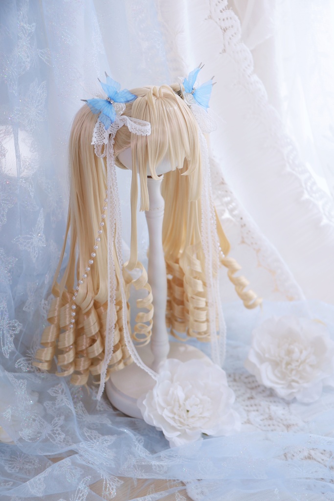 【即発送】 8〜9インチ『くるくるいっぱい♡お嬢様のインテークツインテール』1/3ドールウィッグ