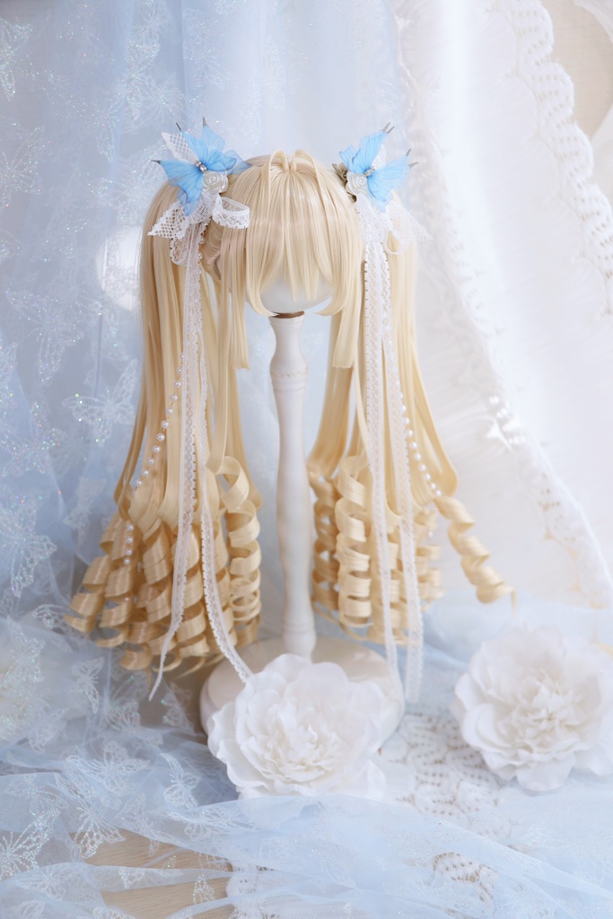 【即発送】 8〜9インチ『くるくるいっぱい♡お嬢様のインテークツインテール』1/3ドールウィッグ